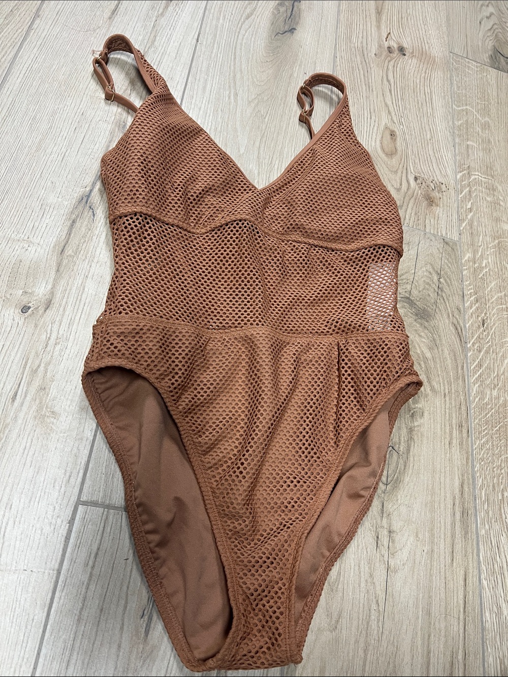 Sanctuary Rust Brown Mesh One-Piece Swimsuit